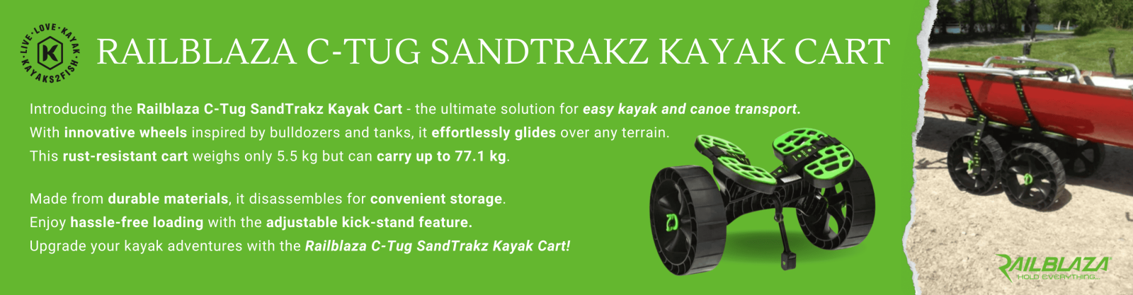 Railblaza C-Tug SandTrakz Kayak Cart