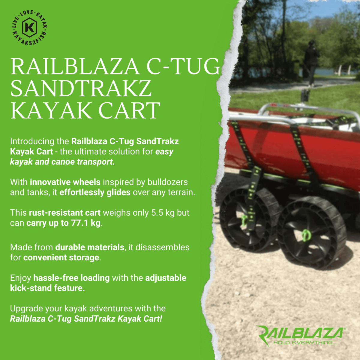 Railblaza C-Tug SandTrakz Kayak Cart