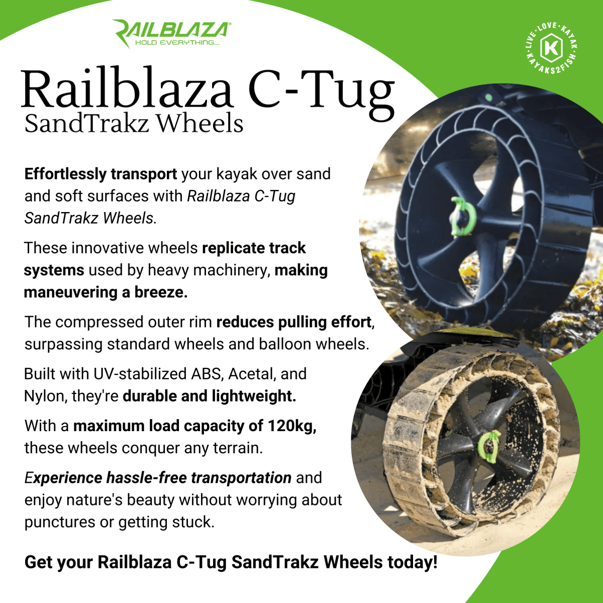 Railblaza C-Tug SandTrakz Wheels (Wheels Only)