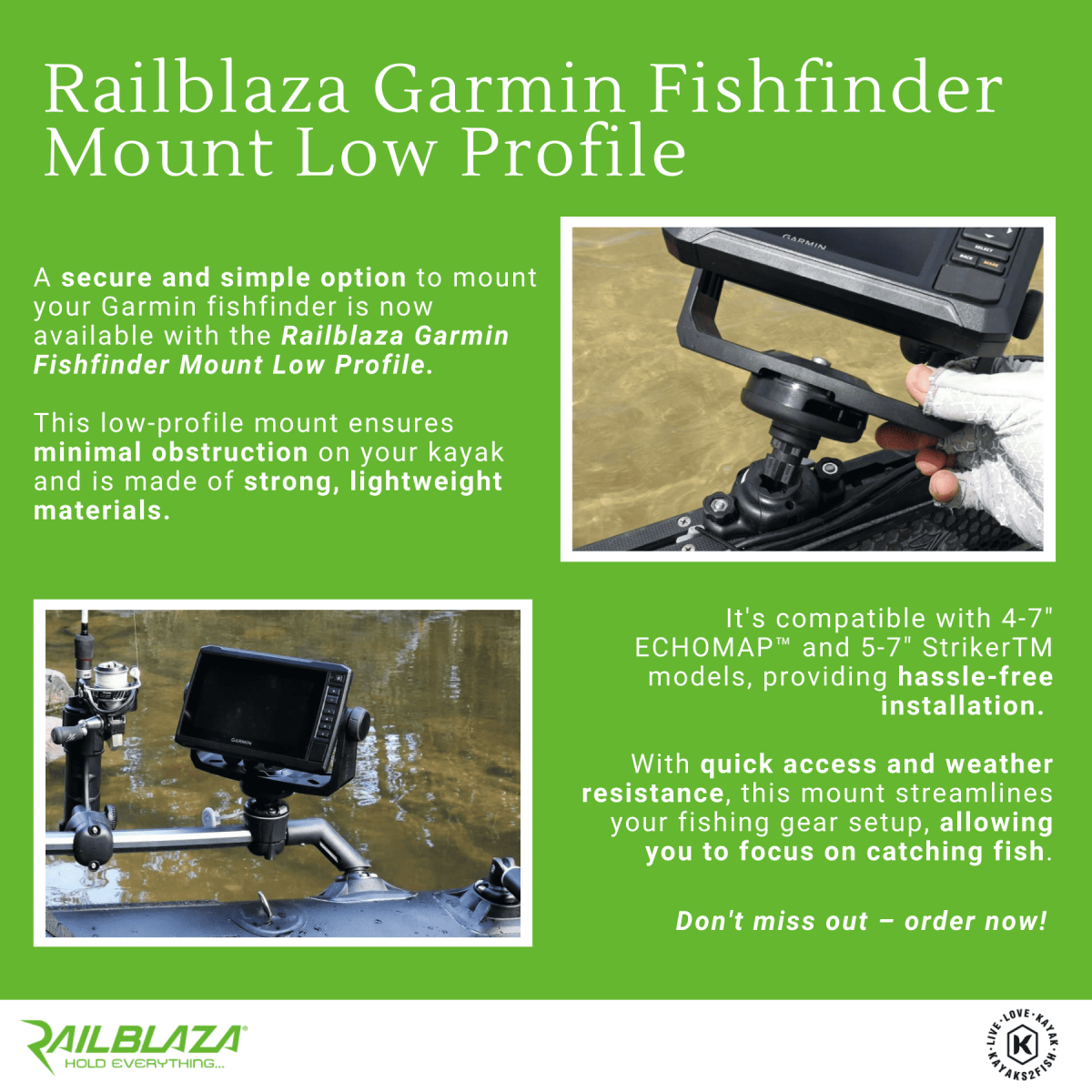 Railblaza Garmin Fishfinder Mount Low Profile