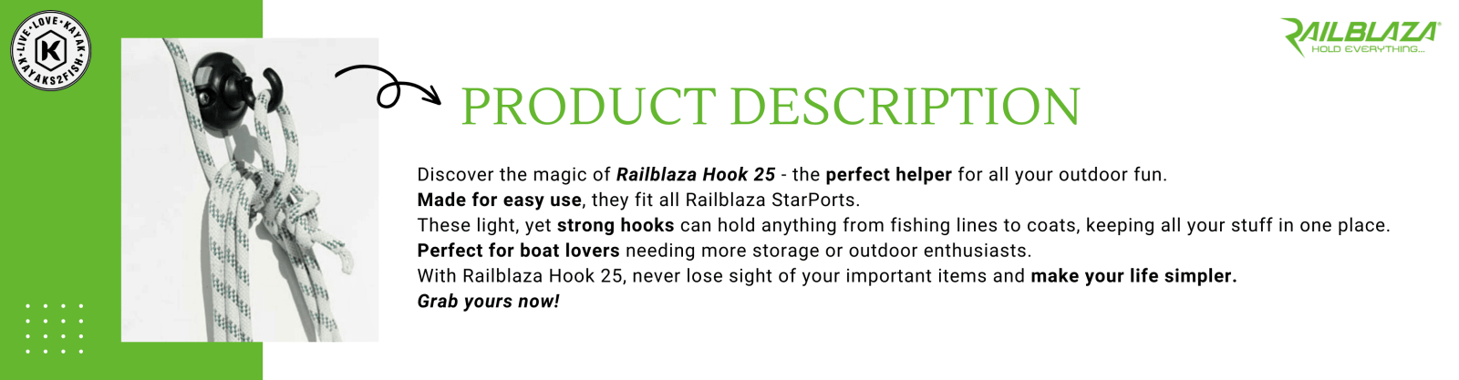 Railblaza Hook 25 Pair Black