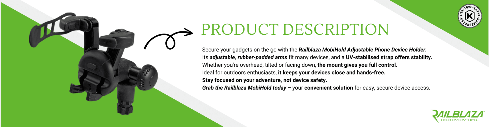 Railblaza MobiHold Adjustable Phone Device Holder