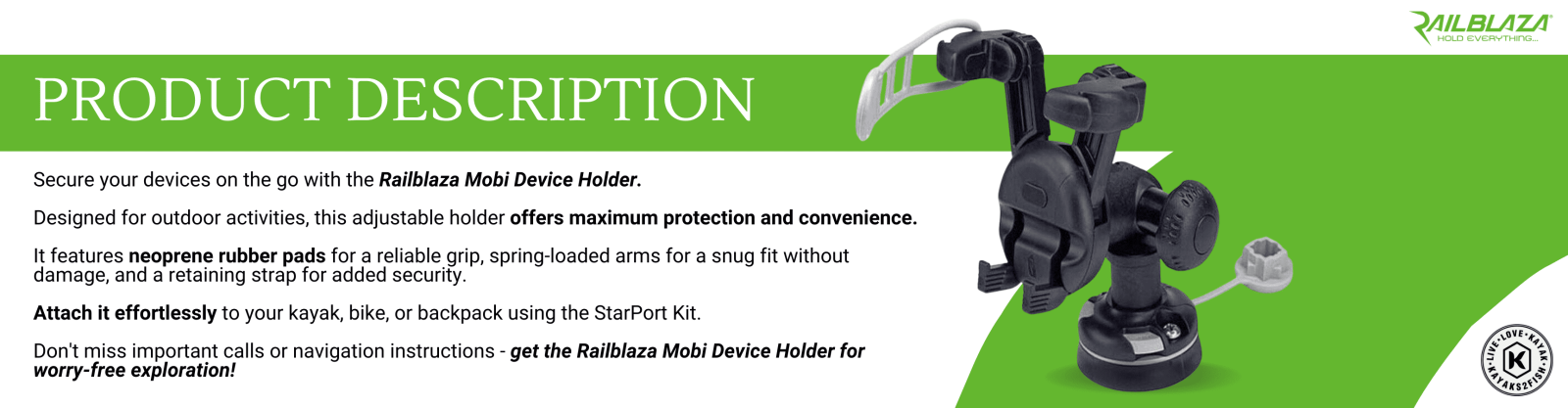 Set] Set: Railblaza Low Mobi Handyhalter + Adjustable Extender +
