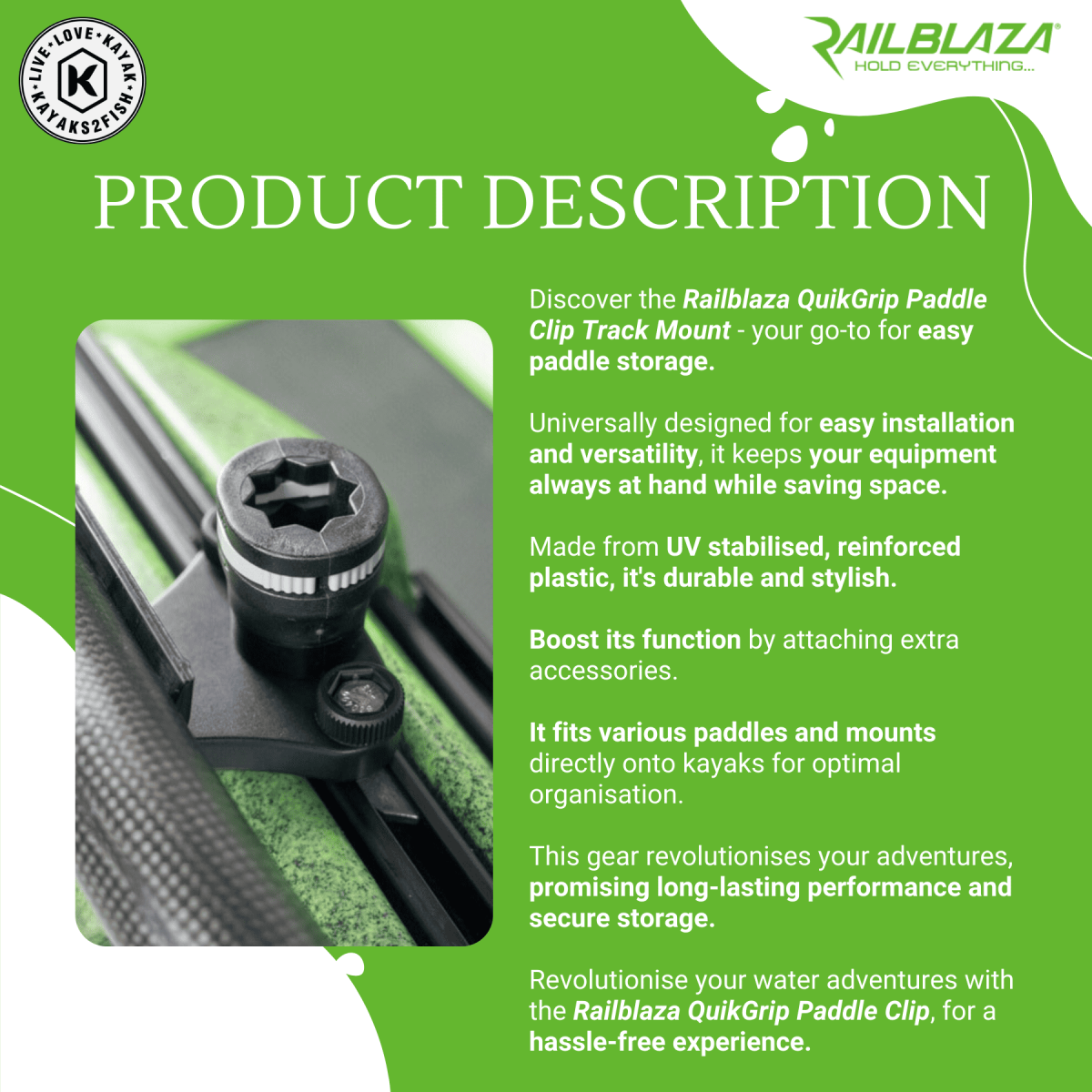 Railblaza QuikGrip Paddle Clip Track Mount