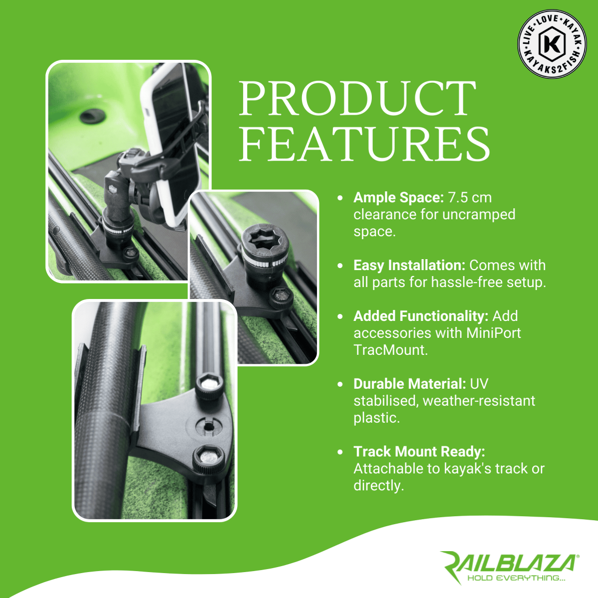 Railblaza QuikGrip Paddle Clip Track Mount