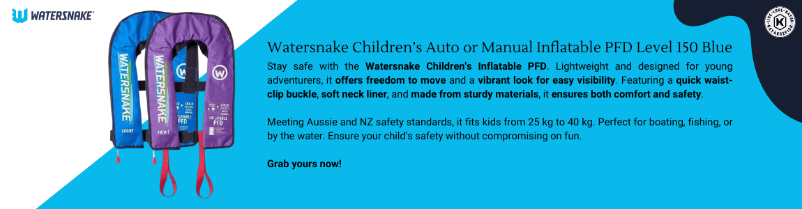 Watersnake Children’s Auto or Manual Inflatable PFD Level 150 Blue
