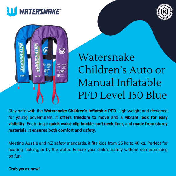 Watersnake Children’s Auto or Manual Inflatable PFD Level 150 Blue
