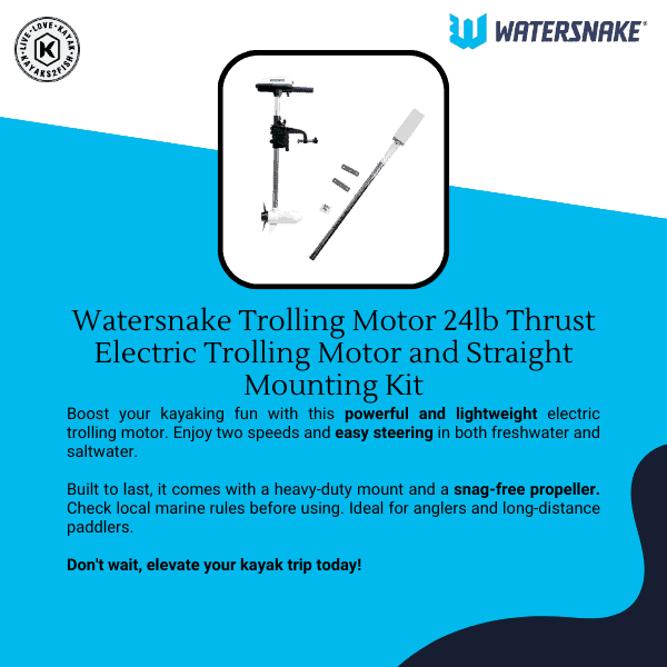 Watersnake Trolling Motor 24lb Thrust Electric Trolling Motor and Straight Mounting Kit