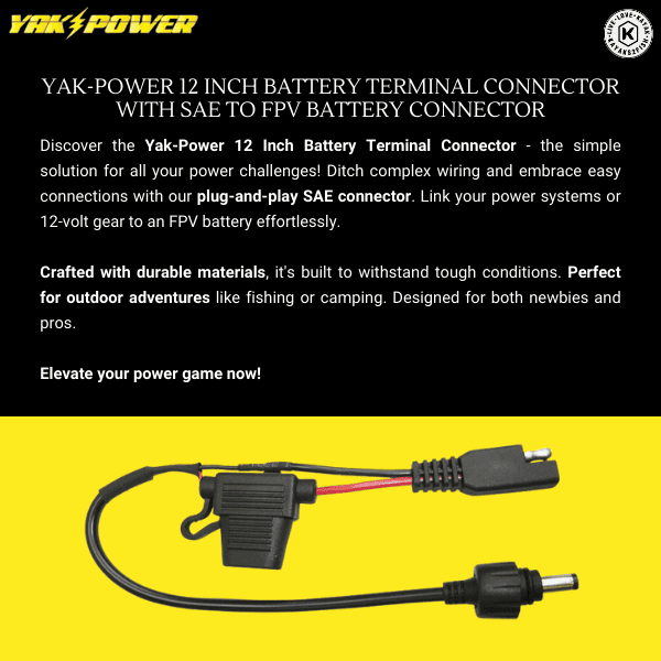 Yak-Power 12In Battery Terminal Connector with SAE to FPV Battery Connector
