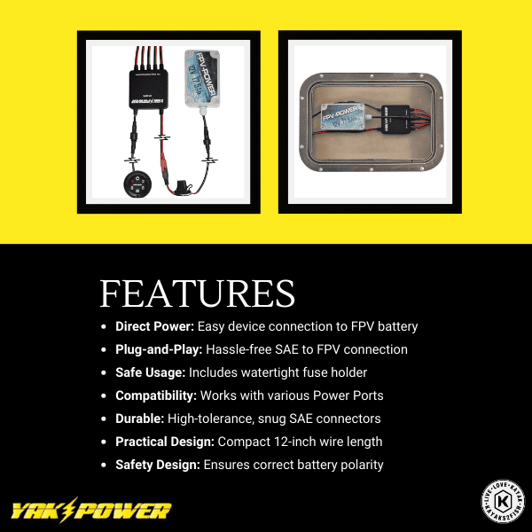 Yak-Power 12In Battery Terminal Connector with SAE to FPV Battery Connector