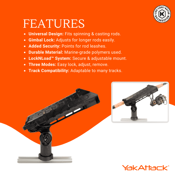 YakAttack AR Tube Rod Holder with Track Mounted LockNLoad Mounting System