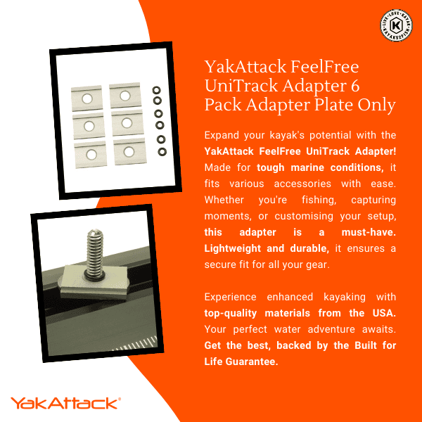 YakAttack® FeelFree UniTrack Adapter - 6 Pack - Kayak Fishing Gear