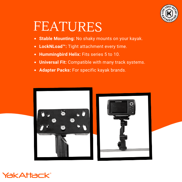 YakAttack Humminbird Helix® Fish Finder Mount with Track Mounted LockNLoad™ Mounting System