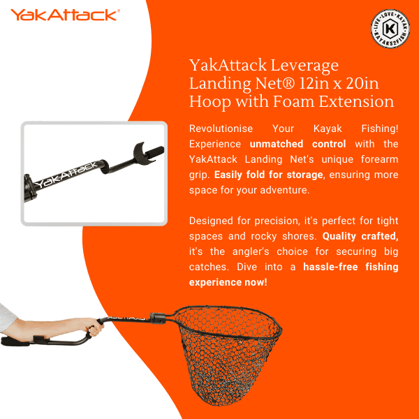 YakAttack Leverage Landing Net® 12in x 20in Hoop with Foam Extension