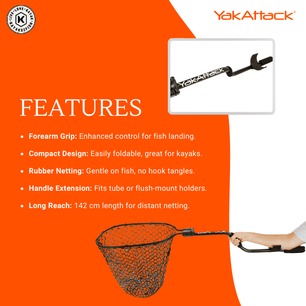 YakAttack Leverage Landing Net® 12in x 20in Hoop with Foam Extension