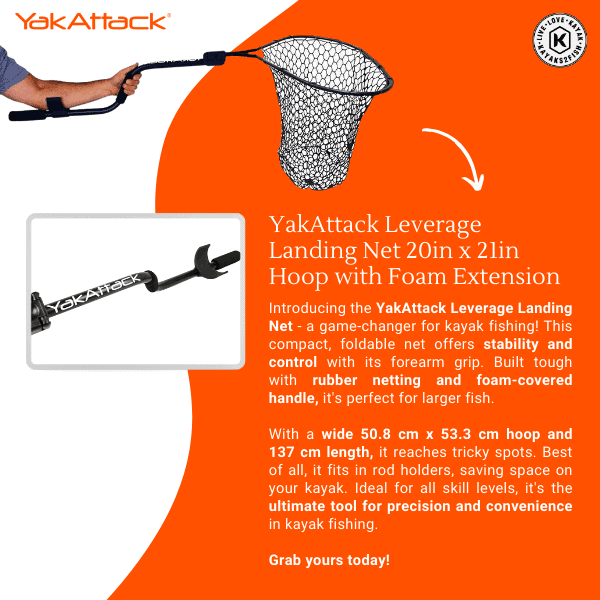 YakAttack Leverage Landing Net 20in x 21in Hoop with Foam Extension