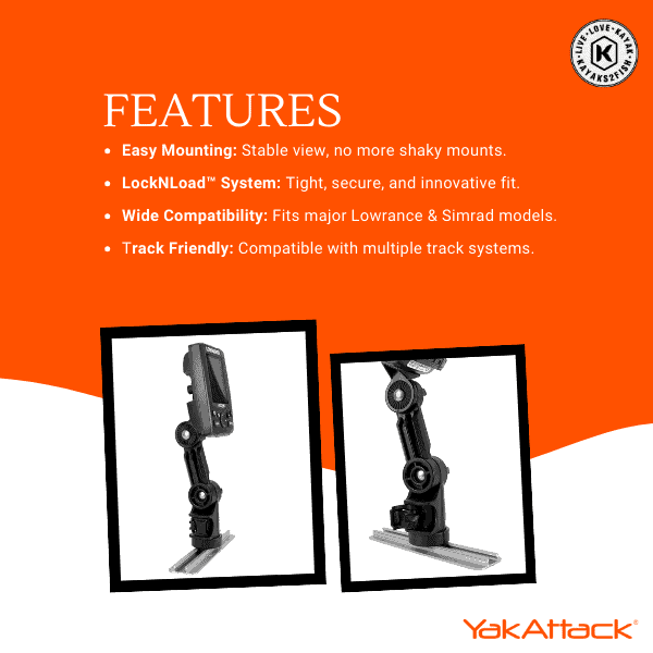 YakAttack Lowrance® Fish Finder Mount with Track Mounted LockNLoad™ Mounting System