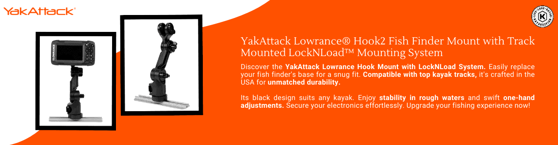 YakAttack Lowrance® Hook2 Fish Finder Mount with Track Mounted LockNLoad Mounting System