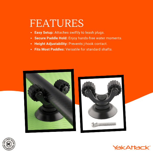 YakAttack Paddle Holder with Leash Plug Adapter Mount
