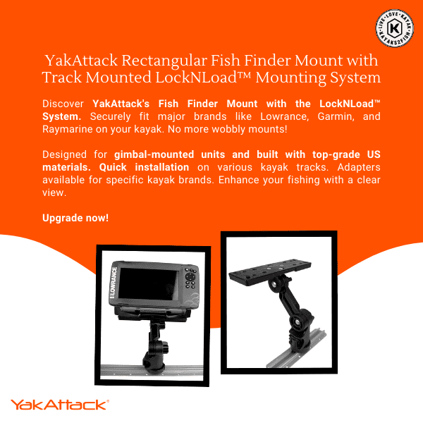 YakAttack Rectangular Fish Finder Mount with Track Mounted LockNLoad™ Mounting System