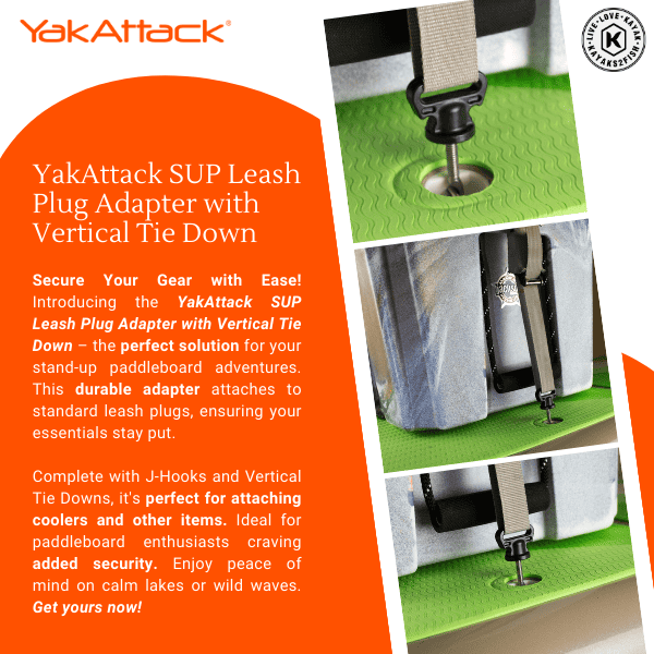 YakAttack SUP Leash Plug Adapter with Vertical Tie Down
