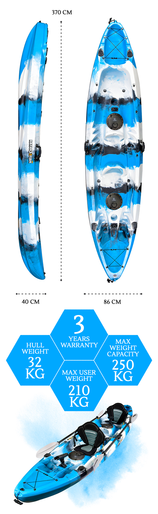 Eagle Tandem Kayak  Double Fishing Kayaks - Kayaks2Fish