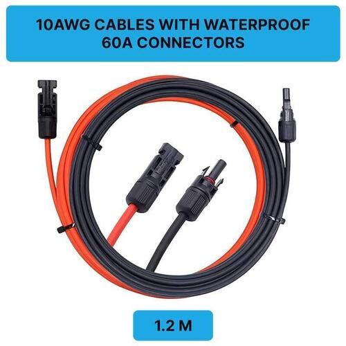 Orca Power 1.2m Extension Cables 10AWG with Waterproof Connector 60A Set (Red + Black) Orca Power 1.2m Extension Cables 10AWG with Waterproof Connector 60A Set (Red + Black)